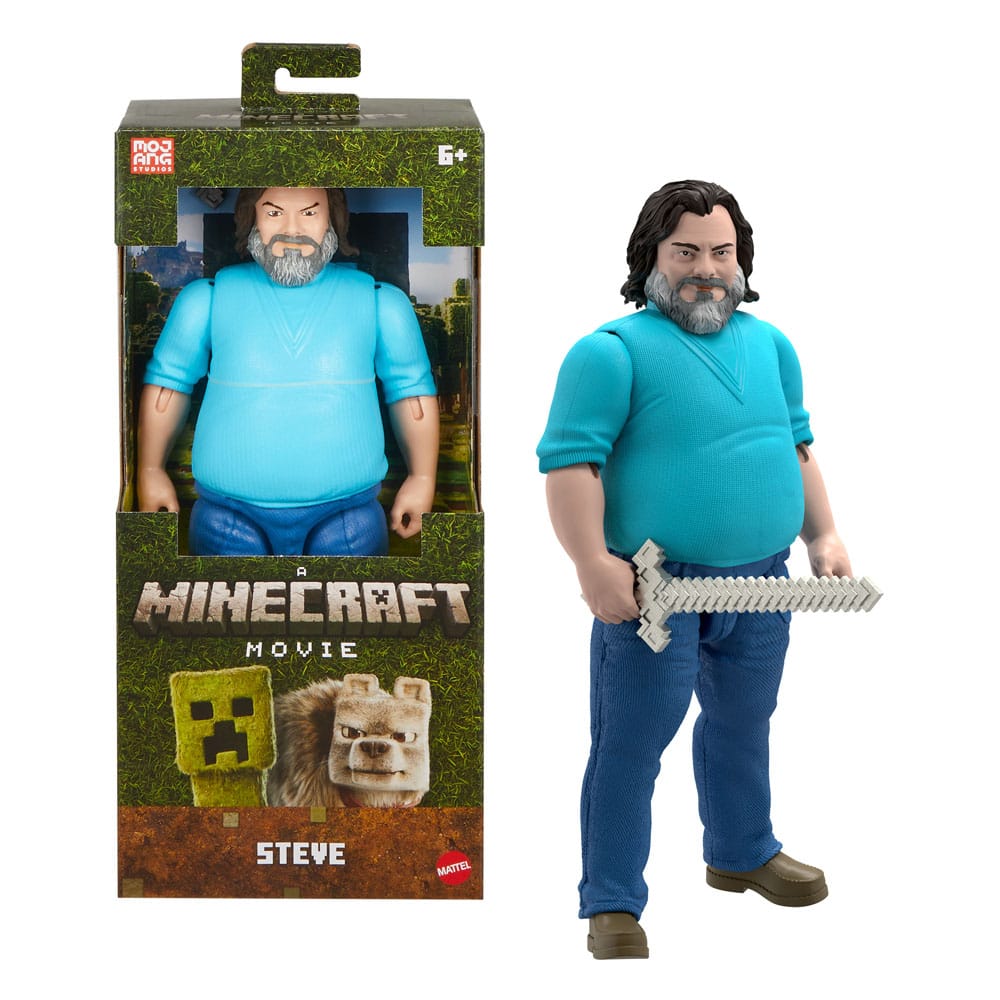 Eine Minecraft Movie Action Figur großer Steve 30 cm