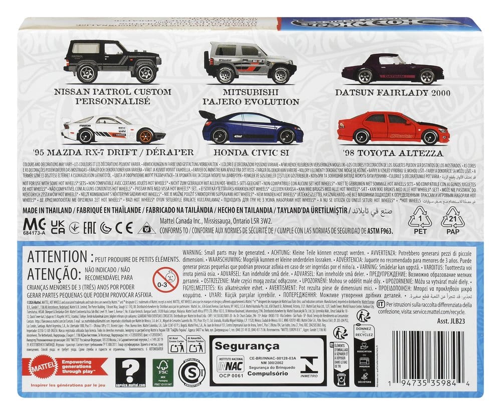 Hot Wheels Silver Series Die-Cast-Fahrzeug 6er-Pack 1/64 Streets of Japan