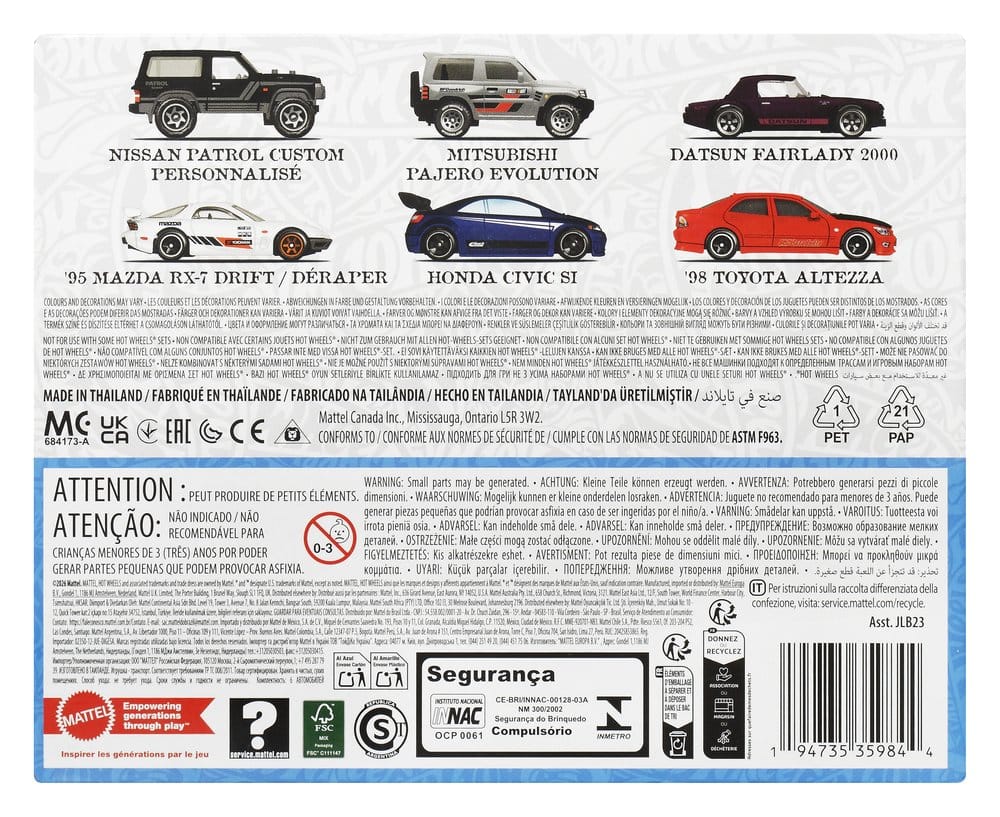 Hot Wheels Silver Series Die-Cast-Fahrzeug 6er-Pack 1/64 Streets of Japan