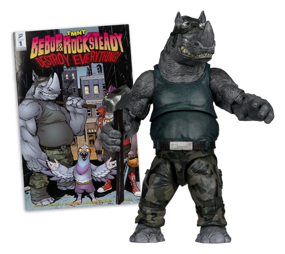 Teenage Mutant Ninja Turtles Sayfa Delgeçleri Aksiyon Figürü Rocksteady 17 cm