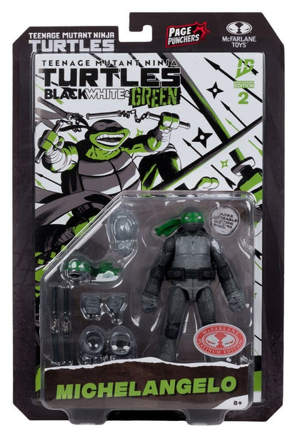 Teenage Mutant Ninja Turtles Page Punchers Action Figur Michelangelo (Sort hvit og grønn) (Red Platinum Edition) 13 cm