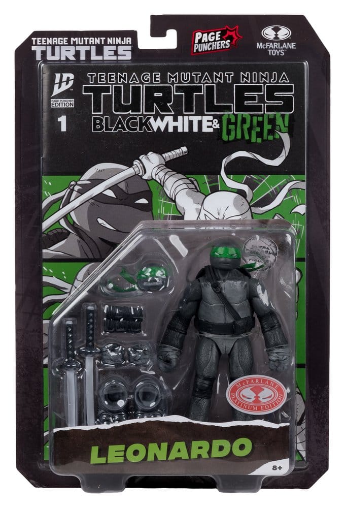Teenage Mutant Ninja Turtles Page Punchers Actionfigur Leonardo (Schwarz Weiß & Grün) (Red Platinum Edition) 13 cm