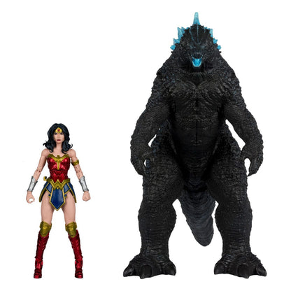 DC Liga pravde Monsterverse DC Multiverse akcijske figure 2 paketa Wonder Woman vs. Atomic Blast Godzilla 18 cm
