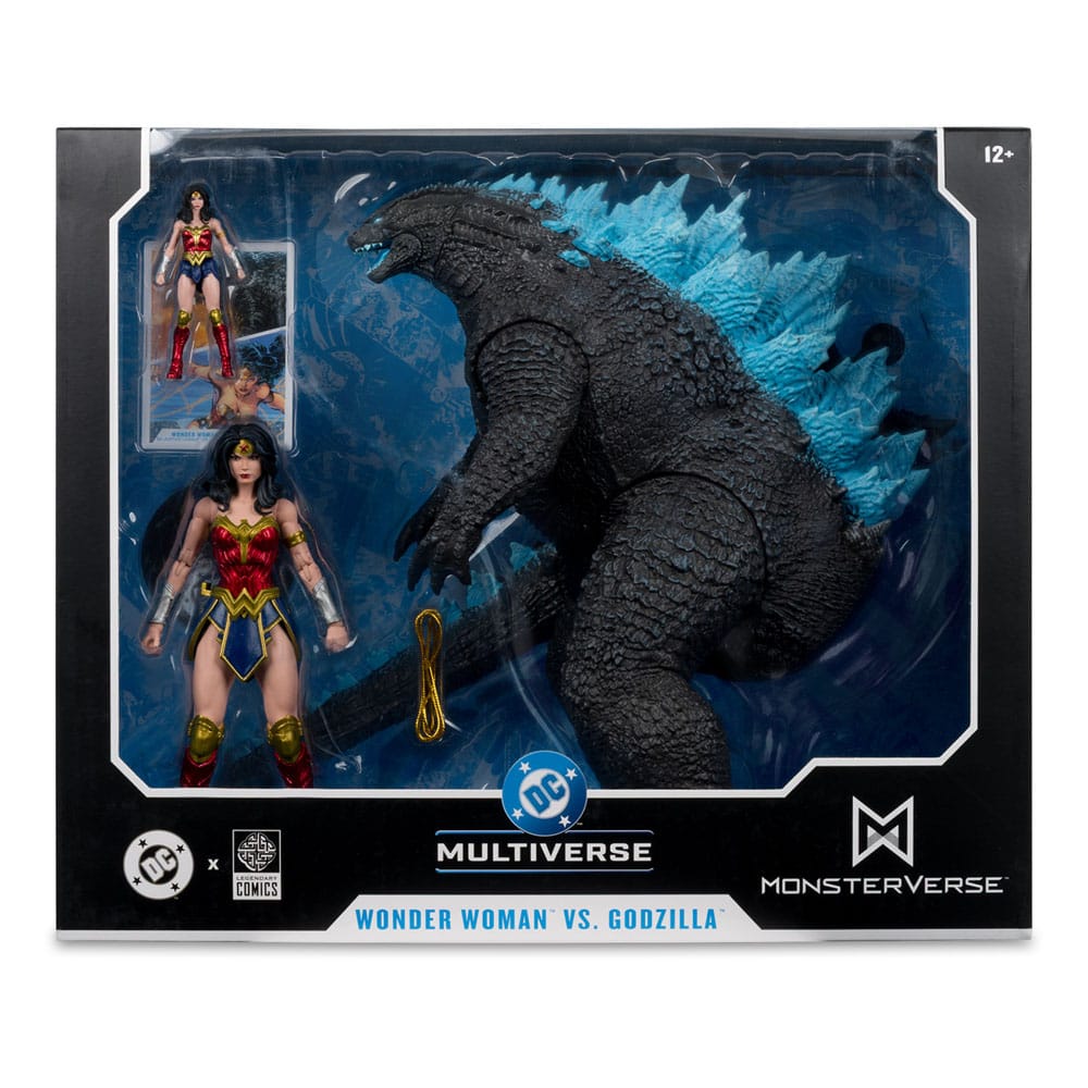 DC Liga pravde Monsterverse DC Multiverse akcijske figure 2 paketa Wonder Woman vs. Atomic Blast Godzilla 18 cm