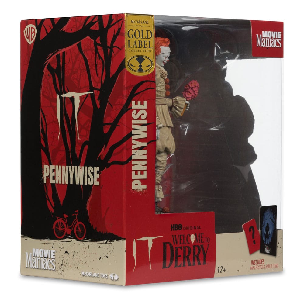 It: Bienvenue à Derry Movie Maniacs PvC Statue Pennywise (Flashback) (étiquette d'or) 16 cm
