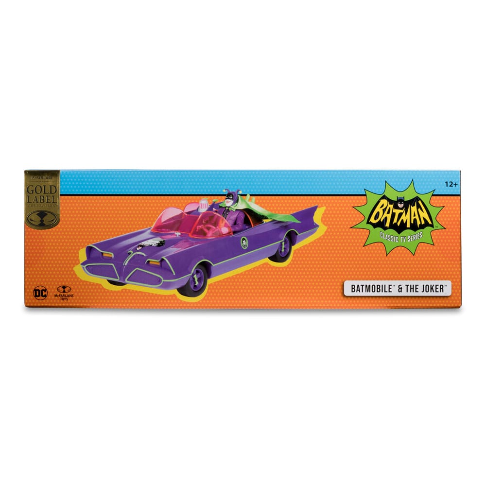 DC Retro Action Figure met voertuig Batman 66 Batmobil met Joker (Gold Label)