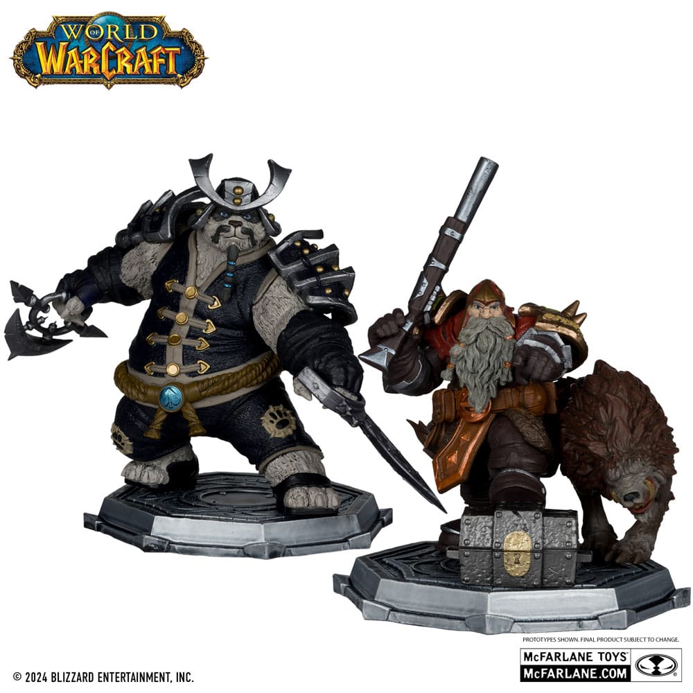 World of Warcraft PVC Statue 2-Pack 1/12 Hunter Dwarf: Beast Master & Pandaren: Monk (Etiqueta de oro) 15 cm