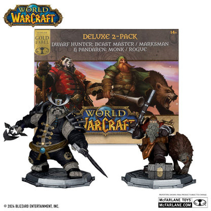 World of Warcraft PVC Statue 2-Pack 1/12 Hunter Dwarf: Beast Master & Pandaren: Monk (Etiqueta de oro) 15 cm