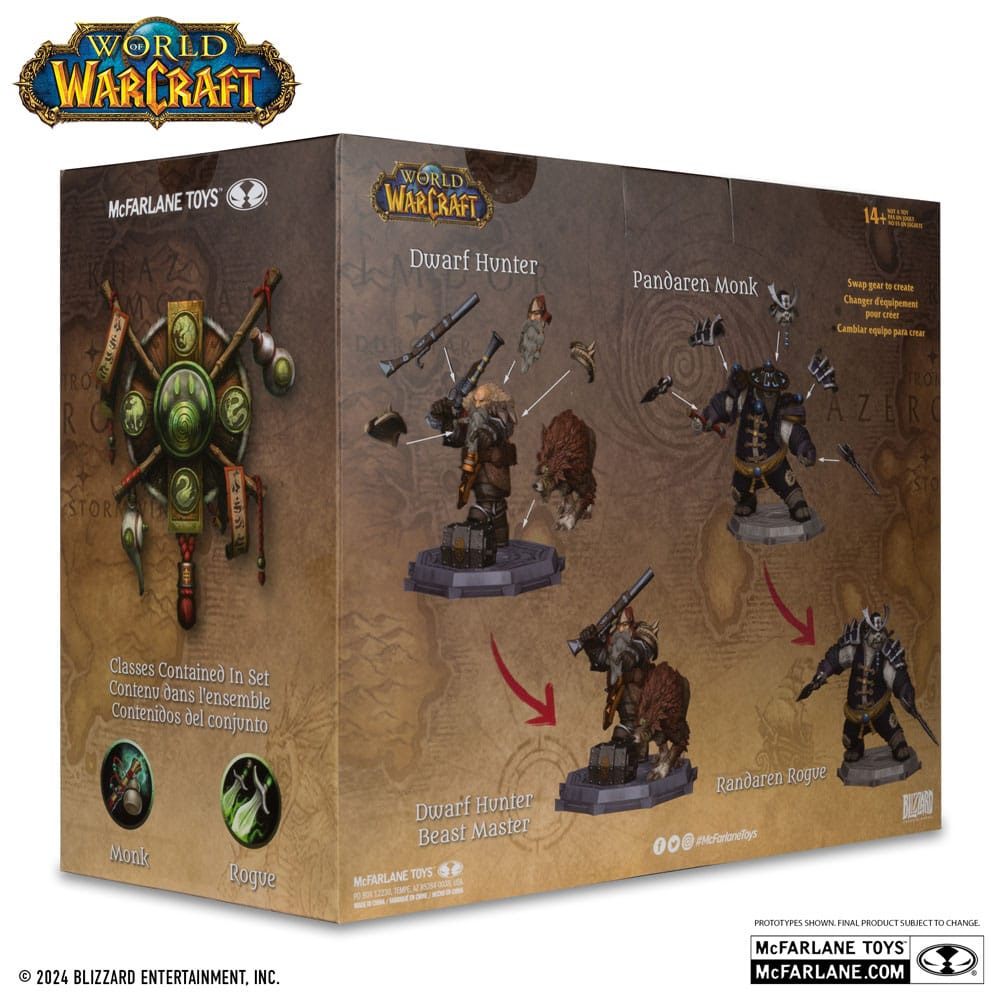 World of Warcraft PVC Statue 2-Pack 1/12 Hunter Dwarf: Beast Master & Pandaren: Monk (Etiqueta de oro) 15 cm