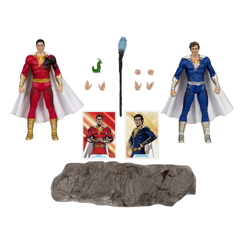 DC Multiverse Action Figures Pack od 2 Shazam (bitka oštećenja) i Freddie Freeman (zlatna naljepnica) 18 cm