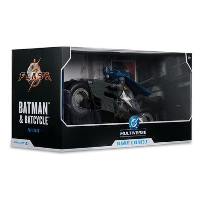 Il Batciclo del veicolo Flash DC Multiverse con Batman