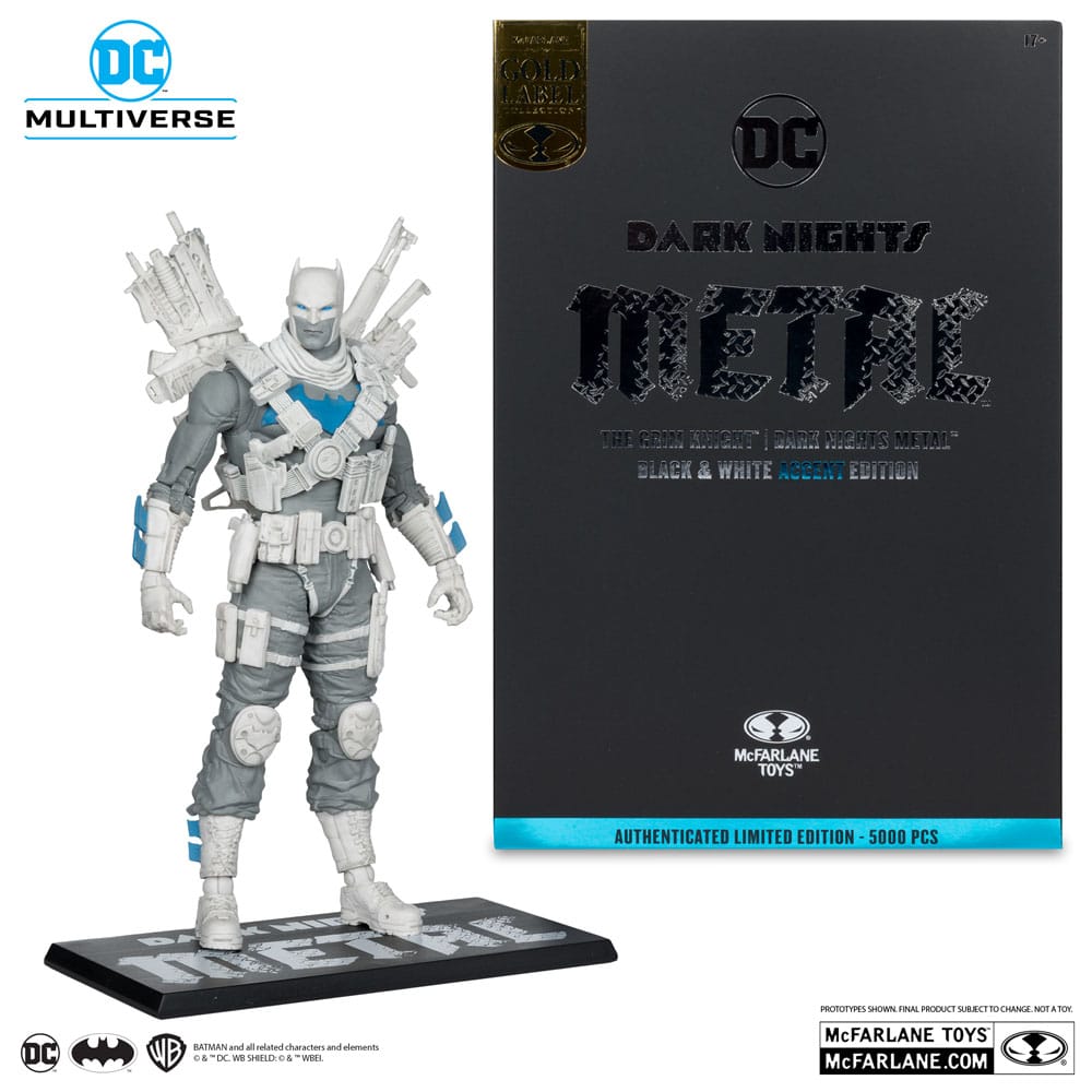 DC Multiverse actie Figuur The Grim Knight (Dark Nights Metal) (Black & White Accent Edition) (Gold Label) 18 cm