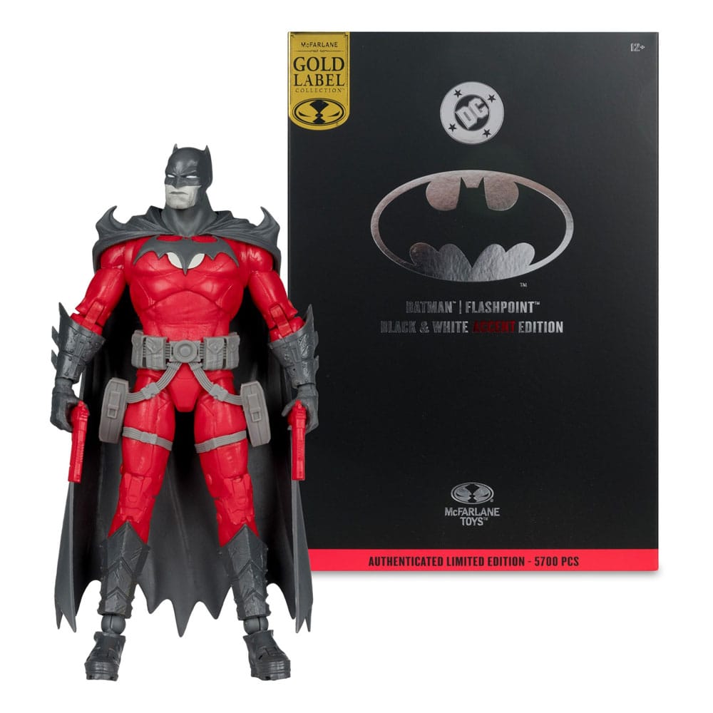DC Multiverse Action Figure Batman (Flashpoint) (Black & White Accent Edition) (Etichetta Oro) 18 cm