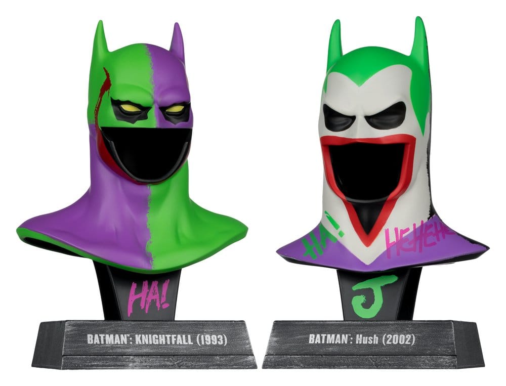 Batman DC Direct Mini Réplique 1/3 2-pack Batman Cowls Hush & Knightfall (Jokerized) (Gold Label) 18 cm