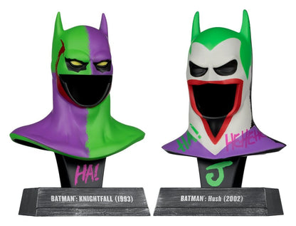 Batman DC Direct Mini Réplique 1/3 2-pack Batman Cowls Hush & Knightfall (Jokerized) (Gold Label) 18 cm