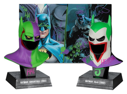 Batman DC Direct Mini Réplique 1/3 2-pack Batman Cowls Hush & Knightfall (Jokerized) (Gold Label) 18 cm