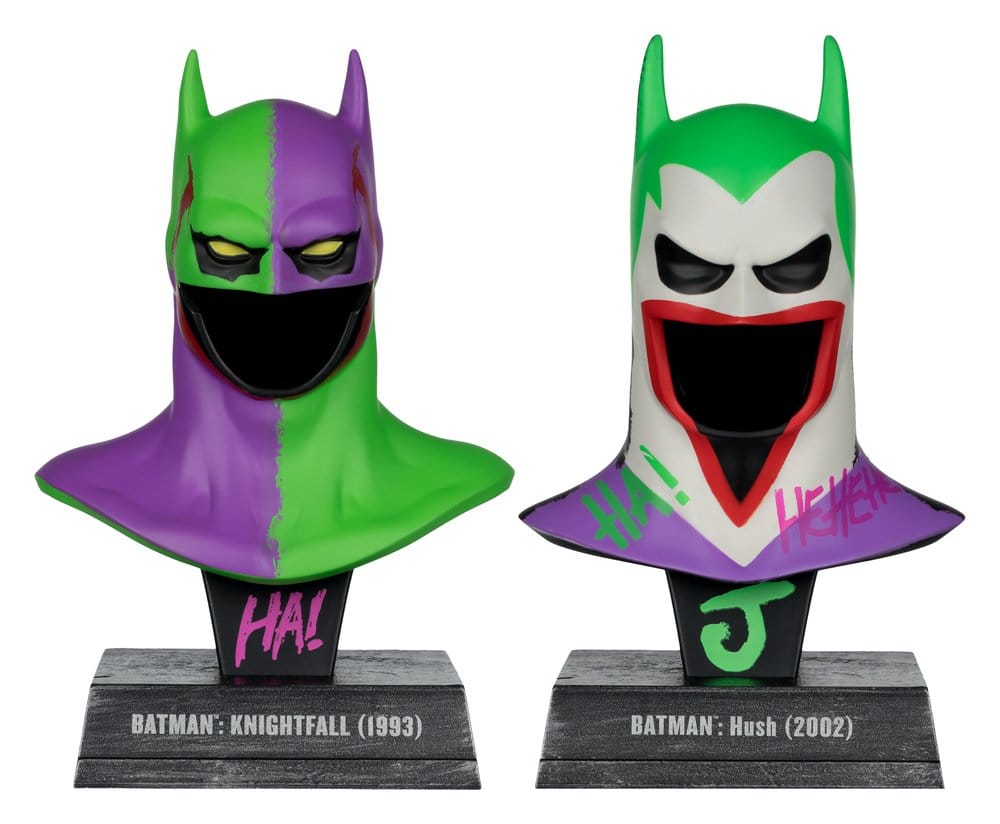 Batman DC Direct Mini Réplique 1/3 2-pack Batman Cowls Hush & Knightfall (Jokerized) (Gold Label) 18 cm