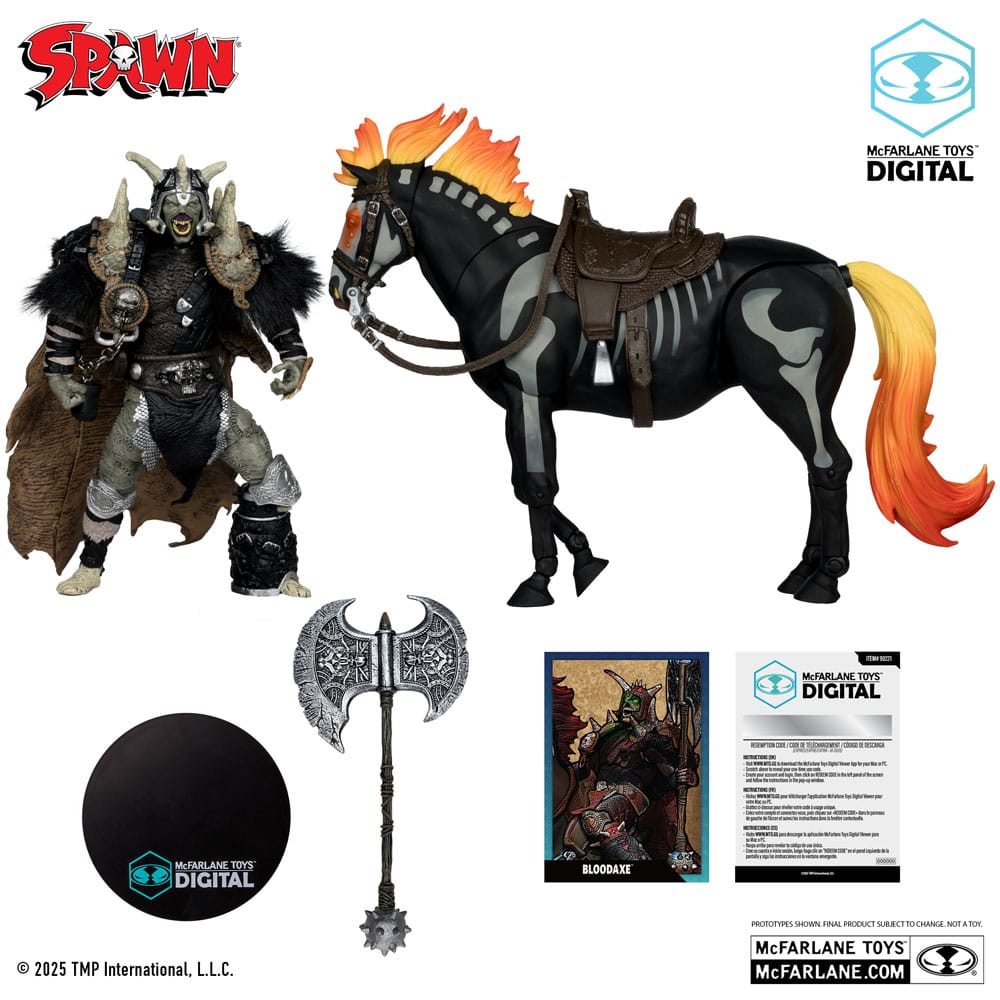 Spawn Action Figura Bloodaxe con cavallo (Spawn: The Dark Ages) (McFarlane Toys 30th Anniversary) (etichetta d'oro) 18 cm