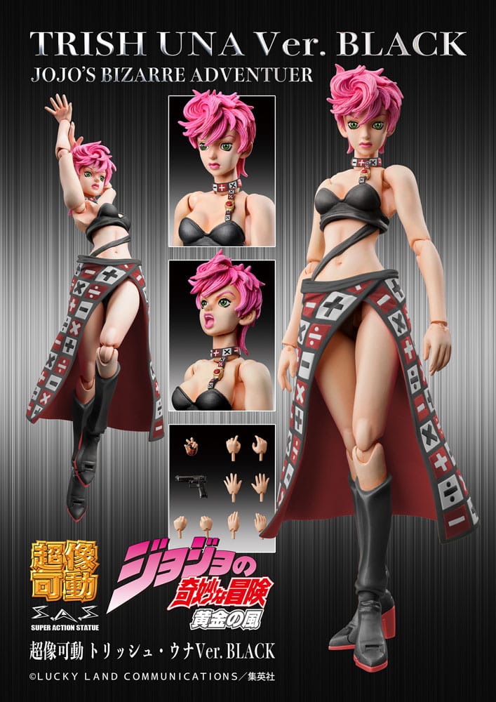 JoJo's Bizarre Adventure Del 5 Super Action Action Figur Chozokado Trish Una Black Ver. 15 cm