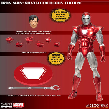 Marvel -actie Figuur 1/12 Iron Man (Silver Centurion Edition) 16 cm