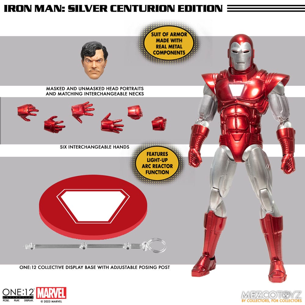 Marvel Action Şekil 1/12 Iron Man (Silver Centurion Edition) 16 cm