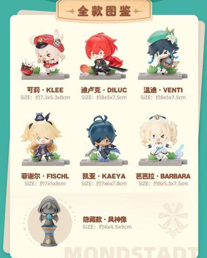 Genshin Impact Battle Scene Series Trading Figura 6 pack Mondstadt Edition 5 cm