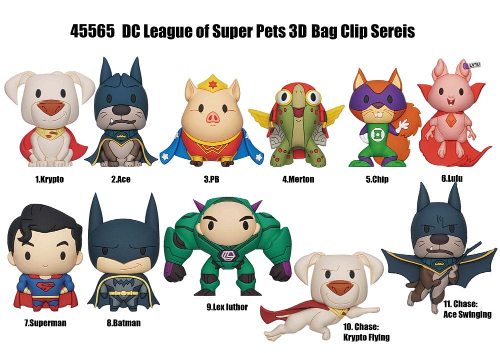 Clip per borse in PVC 3D DC Super Pets Serie 1 Display (24)
