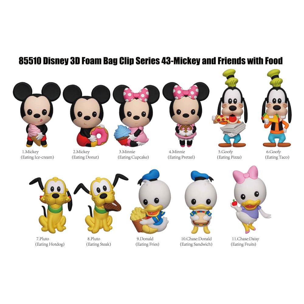 Mickey & Friends Clips para bolsas de PVC 3D Mickey & Friends con comida Serie 43 Display (24)