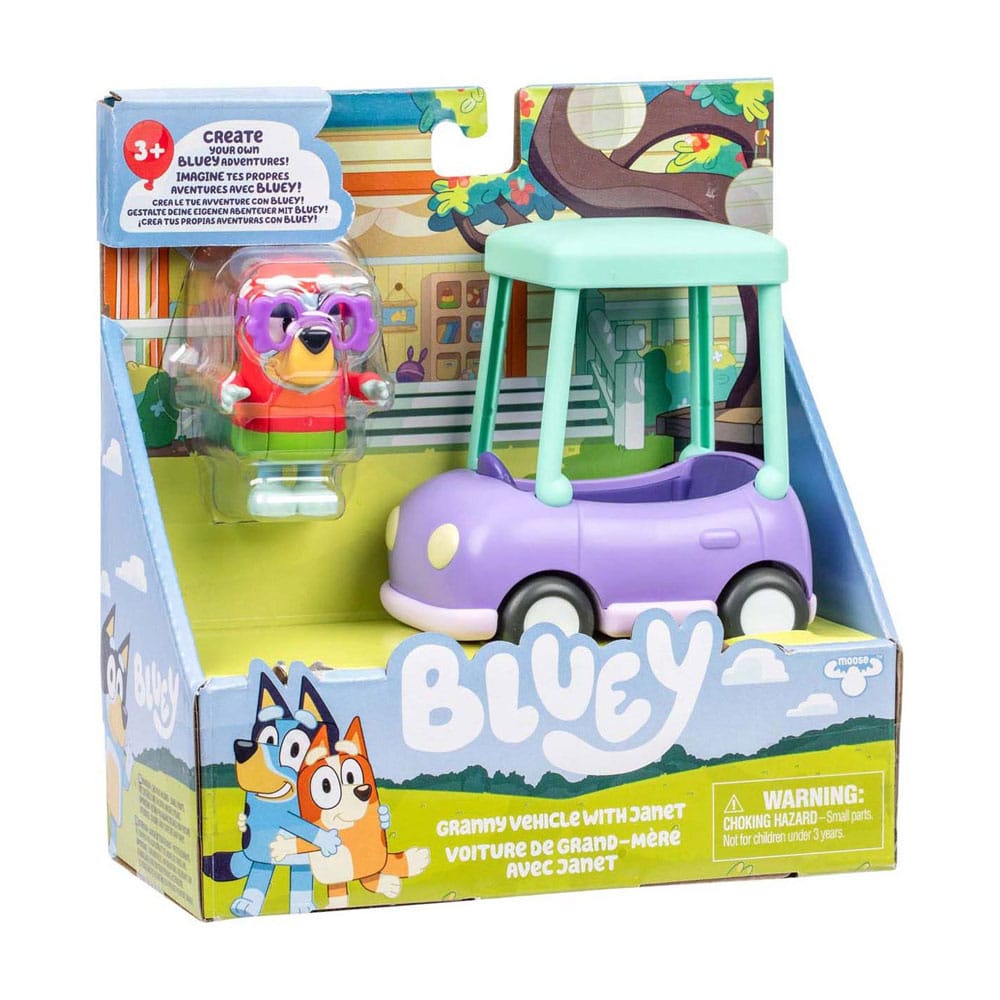 Bluey Mini Figür Oyun Seti Janet ve Büyükanne Arabası