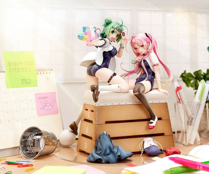 Poyoyon Rock Artwork Collection Estatua de PVC 1/5.5 Midori y Pink Sukumizu 28 cm