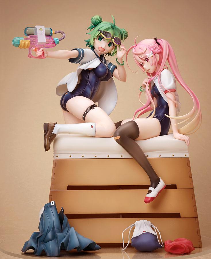 Poyoyon Rock Artwork Collection Estatua de PVC 1/5.5 Midori y Pink Sukumizu 28 cm