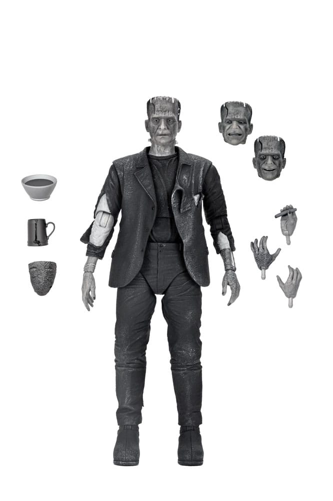 Universal Monsters Action figürü Ultimate Frankenstein'ın Canavarı (Frankenstein Gelini) (B & W) 18 cm