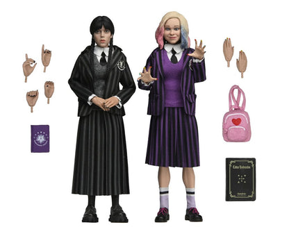 Pack de 2 figurines Wednesday Action Wednesday Addams (Nevermore Uniform) et Enid 20 cm
