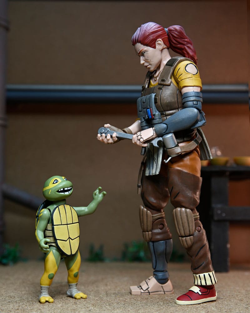 Figura de acción de Las Tortugas Ninja (The Last Ronin The Lost Years) Grammy April con Baby Yi y Moja 18 cm