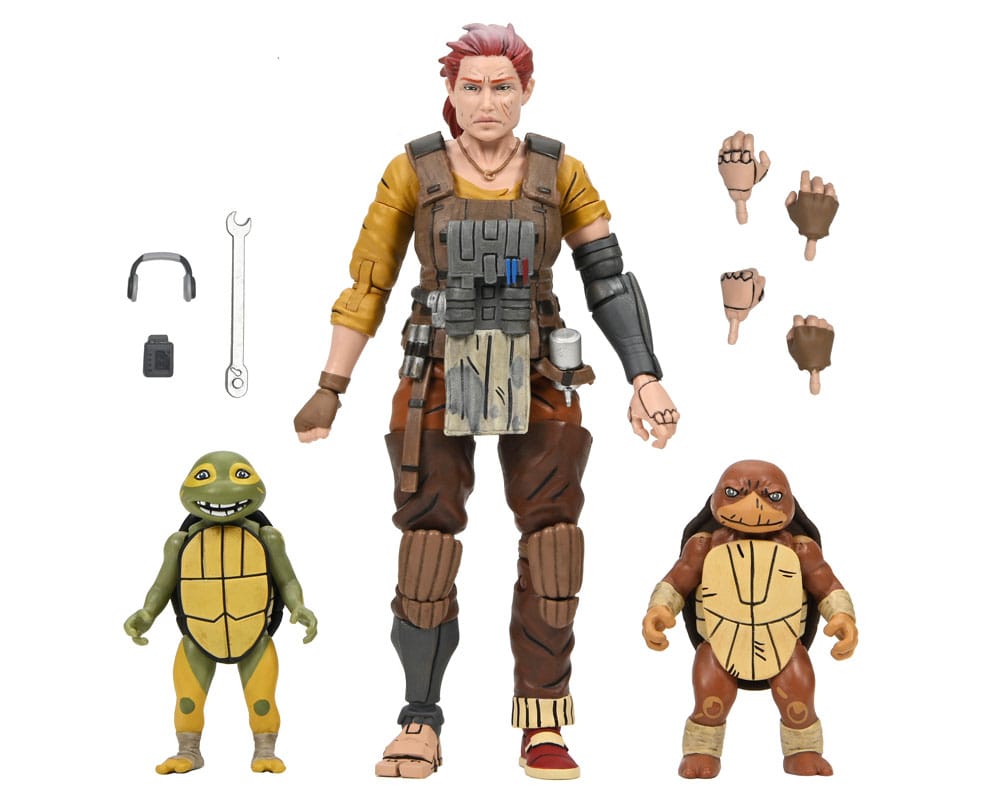 Figura de acción de Las Tortugas Ninja (The Last Ronin The Lost Years) Grammy April con Baby Yi y Moja 18 cm