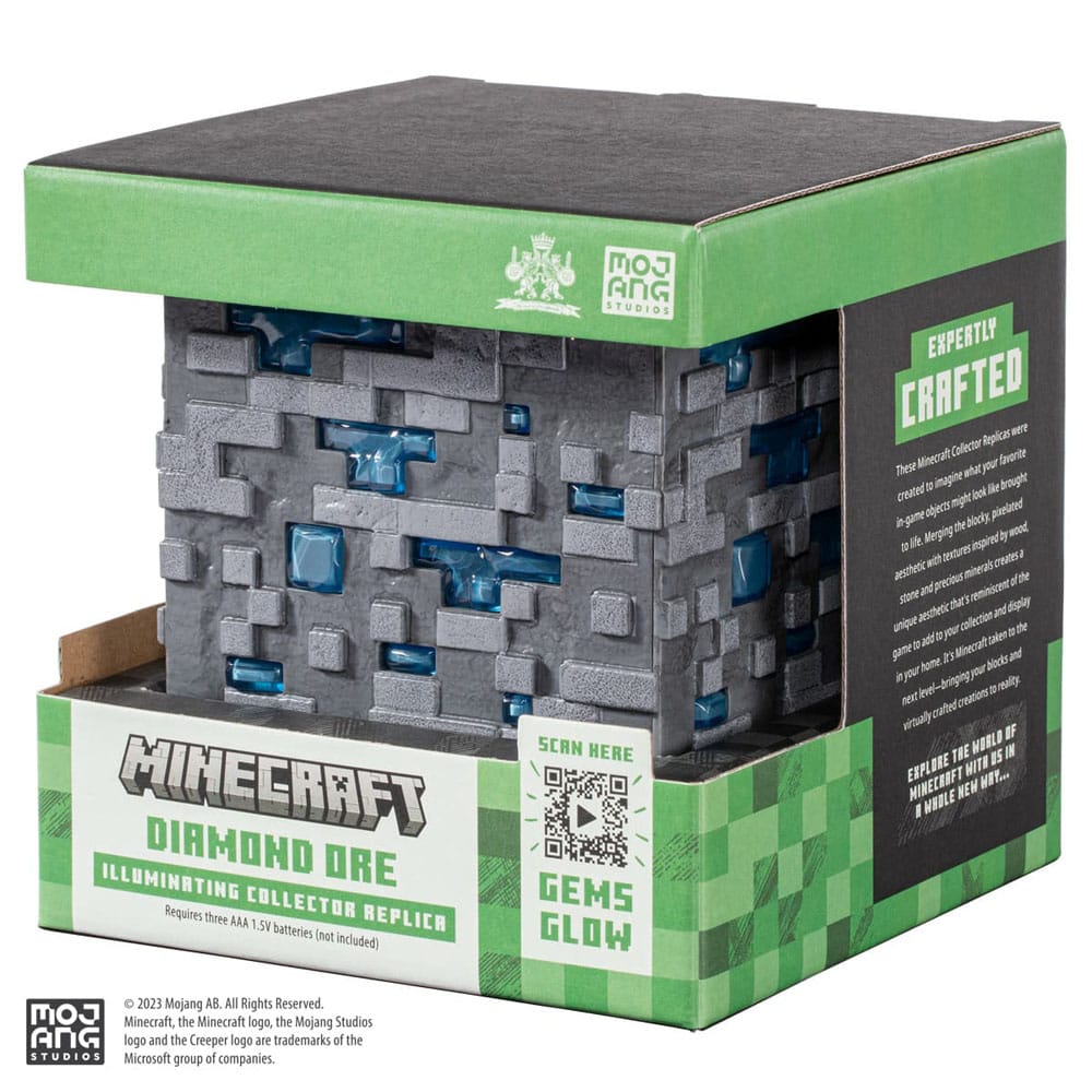 Minecraft Replica Aydınlatıcı Elmas cevheri küpü 10 cm