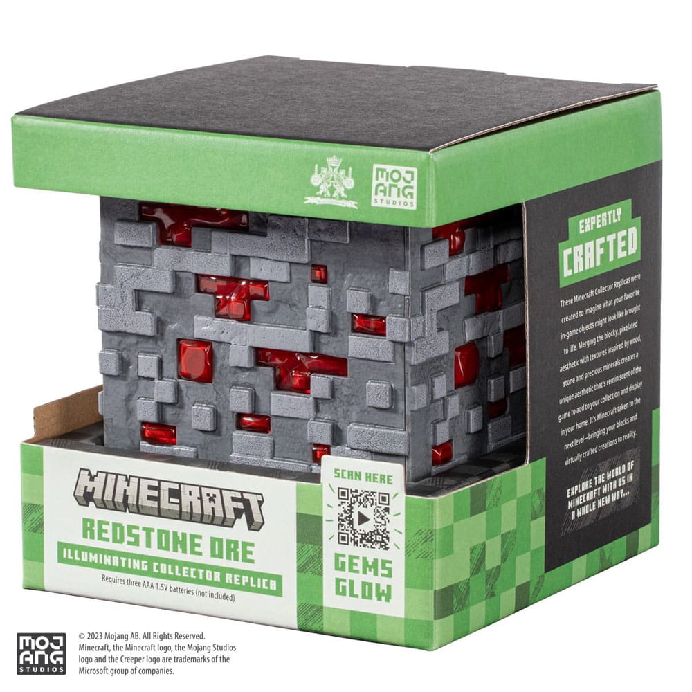 Replica minecraft illuminante cubo minerale rossa 10 cm