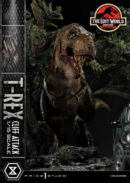 JURASSIC WORLD: The Lost World Statue 1/15 T-Rex Cliff Attack Bonus versión 53 cm