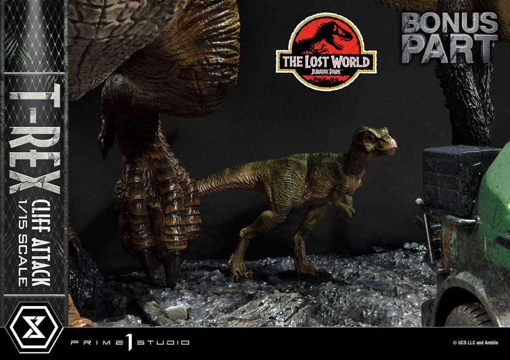 JURASSIC WORLD: The Lost World Statue 1/15 T-Rex Cliff Attack Bonus versión 53 cm