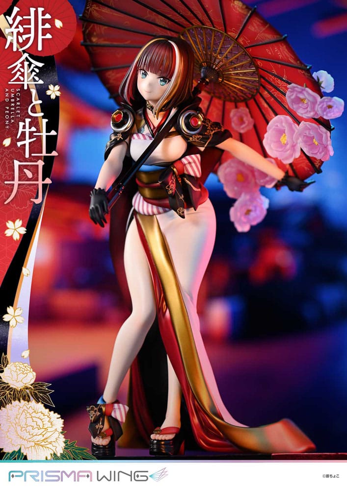 Illustration originale par Fuzichoco Prisma Wing Pvc Statue 1/7 Scarlet Umbrella and Peony 28 cm