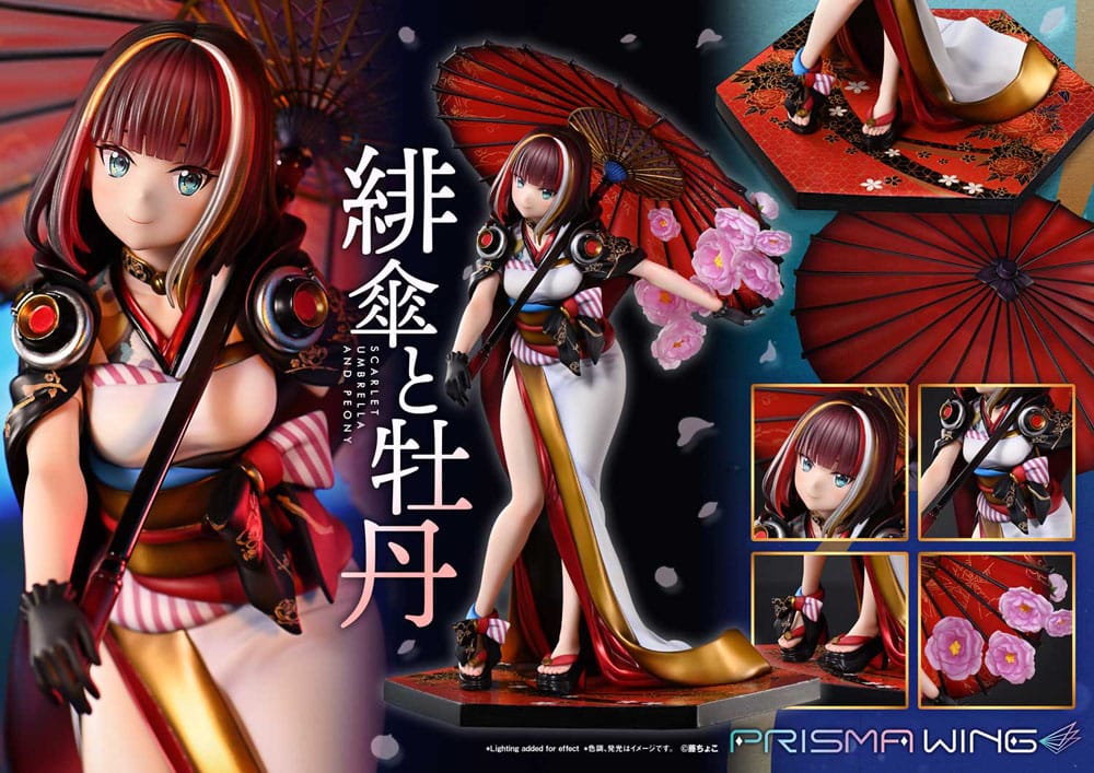 Illustration originale par Fuzichoco Prisma Wing Pvc Statue 1/7 Scarlet Umbrella and Peony 28 cm