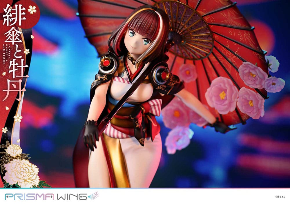 Illustration originale par Fuzichoco Prisma Wing Pvc Statue 1/7 Scarlet Umbrella and Peony 28 cm