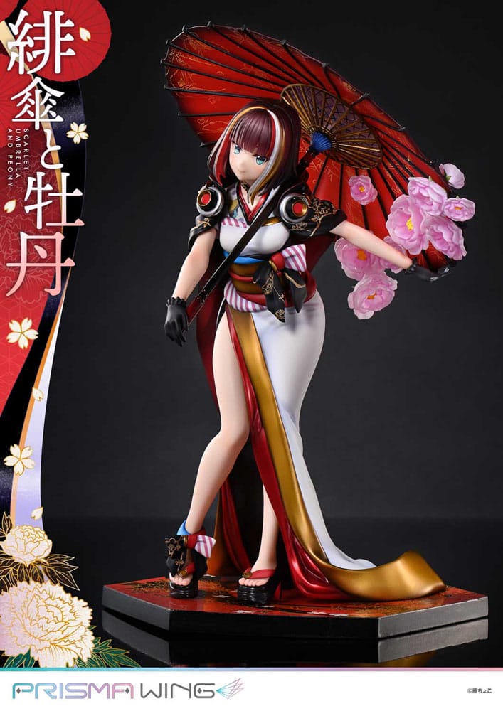 Illustration originale par Fuzichoco Prisma Wing Pvc Statue 1/7 Scarlet Umbrella and Peony Deluxe version 32 cm