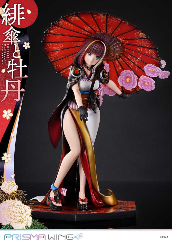 Illustration originale par Fuzichoco Prisma Wing Pvc Statue 1/7 Scarlet Umbrella and Peony Deluxe version 32 cm