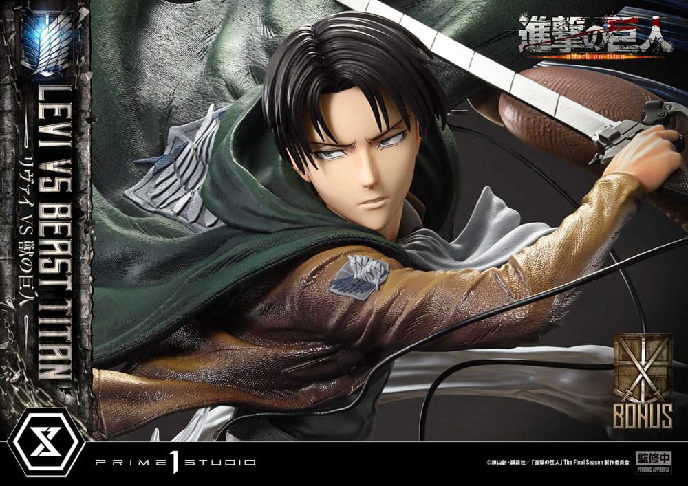 Attack on Titan Ultimate Premium Masterline Series Statue 1/4 Levi Versus Beast Titan Bonus Version 73 cm