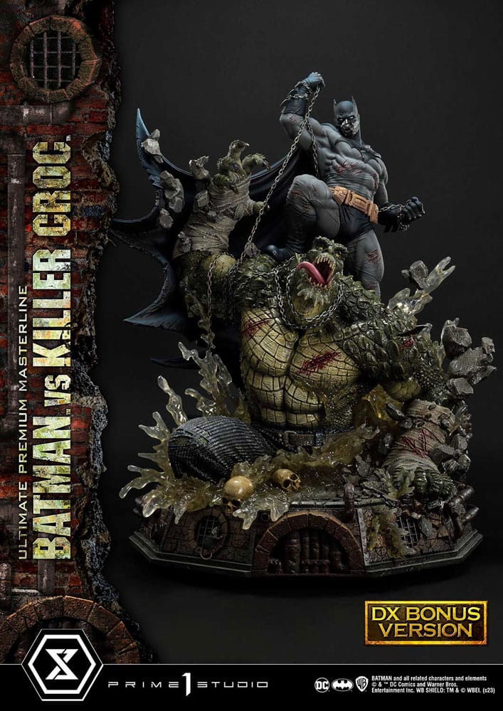 Batman Ultimate Premium Masterline Series Statue Batman versus Killer Croc Deluxe Bonus versión 71 cm