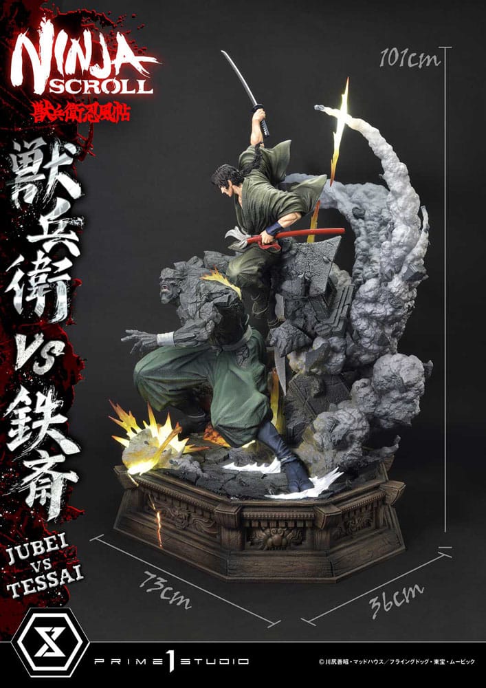 Ninja Scroll Ultimate Premium Masterline Series Status 1/4 Jubei nasuprot Tessai Deluxe Bonus verzija 101 cm