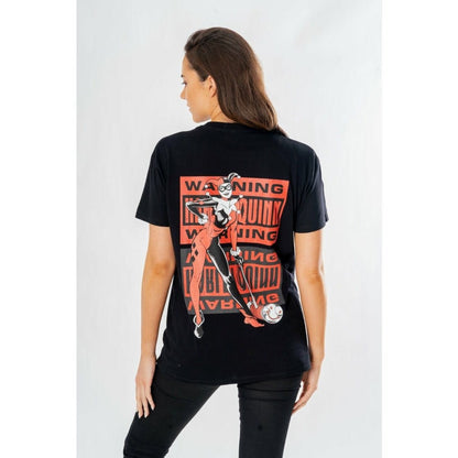 DC Comics T-shirt Harley Quinn Framsida Baksida Varning
