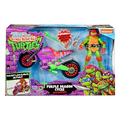 Geschichten der Teenager Mutant Ninja Turtles Actionfigur mit Fahrzeug Raphael & Purple Dragon 12 cm