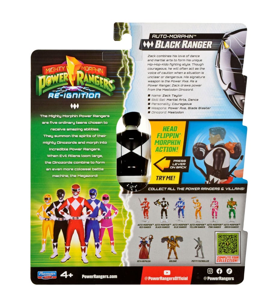 Mighty Morphin Power Rangers aksiyon figürü Auto-Morfin Black Ranger 12 cm